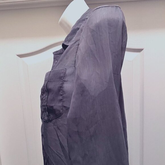 Guess Los Angeles Women's Long Sleeve Sheer Blueish Gray Button Up- Sz. X S - Picture 9 of 15